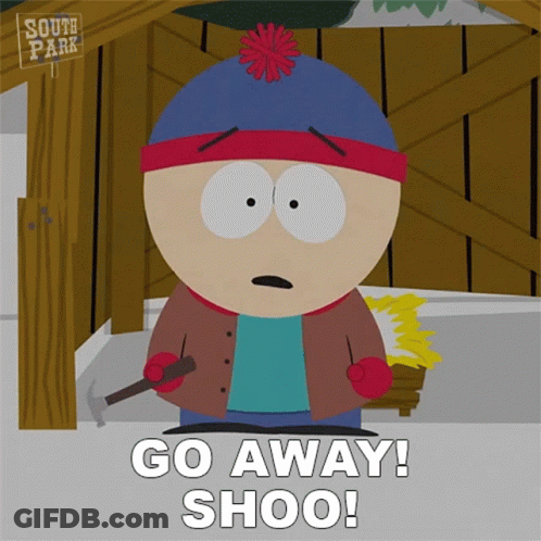 South Park Character Saying Go Away GIF