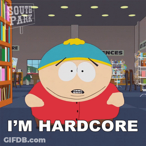 South Park Character Saying I'm Hardcore In Library GIF