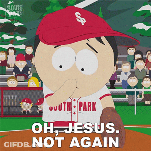 South Park Character Saying Oh Jesus Not Again GIF