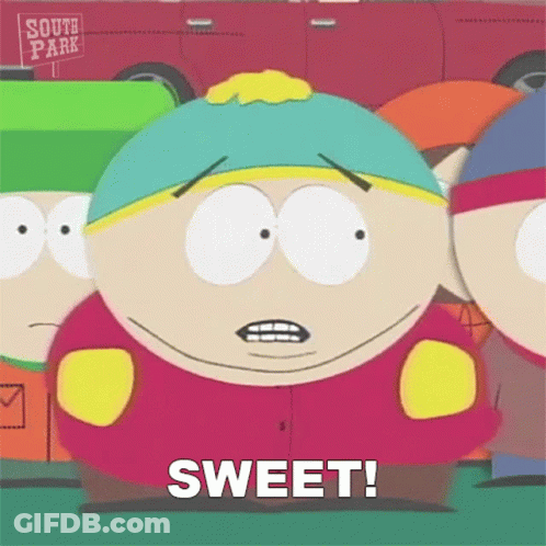 South Park Character Saying Sweet Next To Another GIF