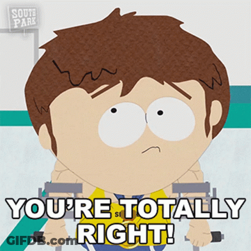 South Park Character Saying Totally Right GIF