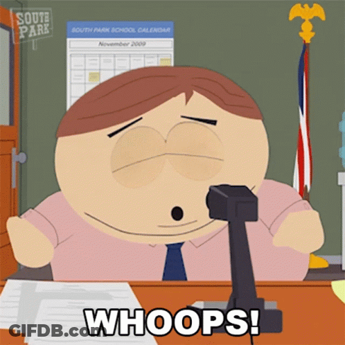 South Park Character Saying Whoops Into Microphone GIF