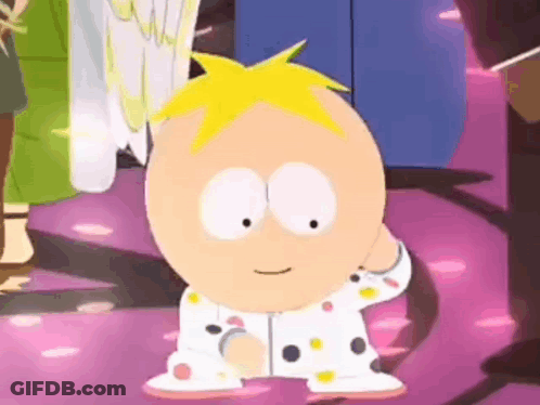 South Park Character Scratching Head On Purple Floor GIF