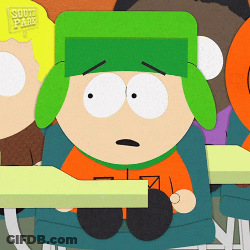 South Park Character Sits At Table GIF