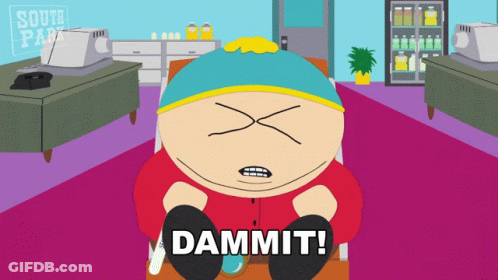 South Park Character Sitting At Desk Saying Dammit GIF