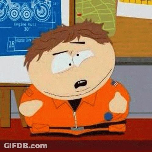 South Park Character Sitting In Front Of Blueprint GIF