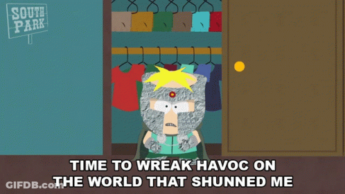 South Park Character Standing In Front Of Closet GIF