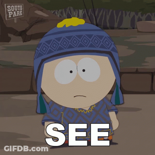 South Park Character Standing In Front Of Sign GIF