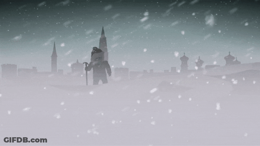 South Park Character Walking In Bomb Cyclone GIF