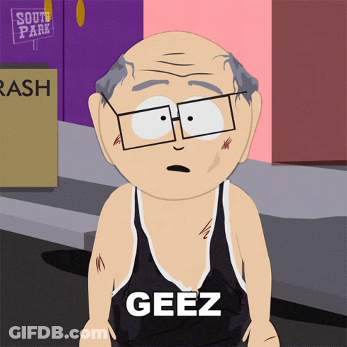 South Park Character Wearing Black Tank Top Saying Geez GIF