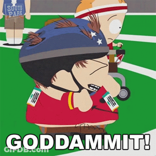 South Park Character Wearing Helmet Says Goddammit GIF