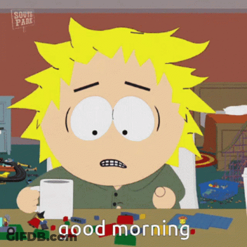 South Park Character With Coffee GIF
