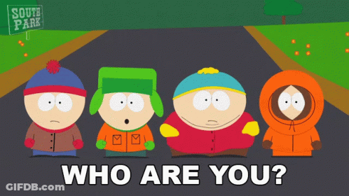 South Park Characters Asking Who Are You GIF