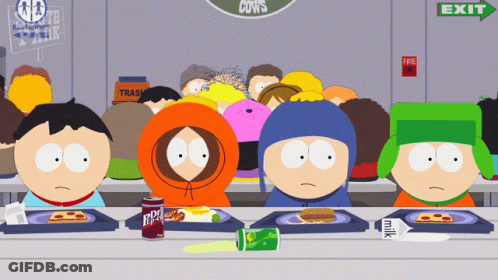 South Park Characters At Table Saying Exit GIF