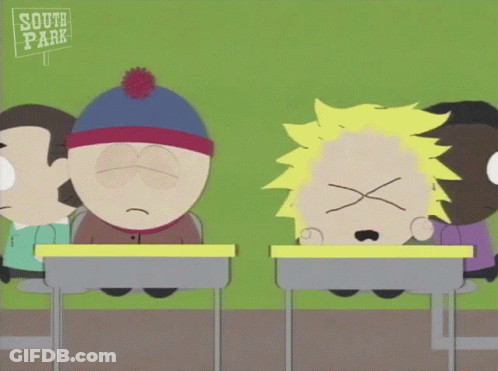 South Park Characters At Their Desks GIF