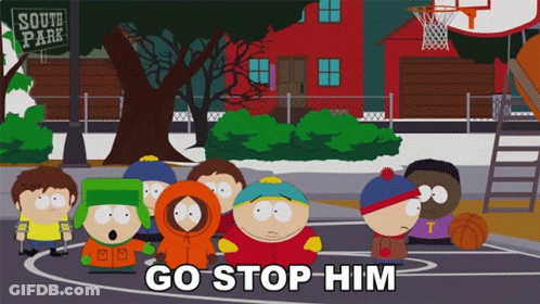 South Park Characters Basketball Court Go Stop Him GIF