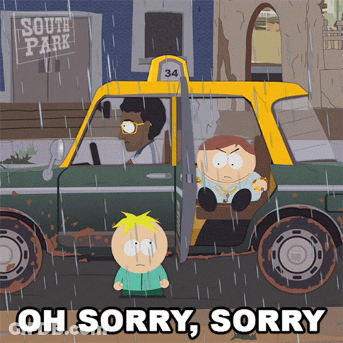 South Park Characters By Taxi Oh Sorry Sorry GIF