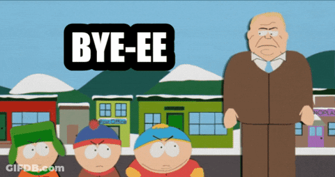 South Park Characters Bye-Ee Sign GIF