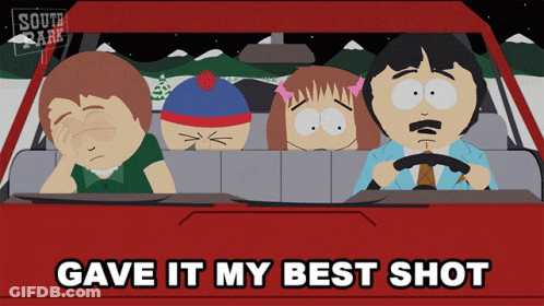 South Park Characters In Car Gave It My Best Shot GIF