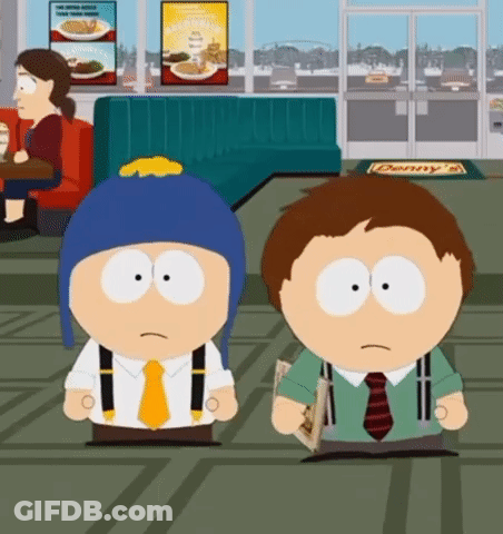 South Park Characters In Diner Holding Newspaper GIF