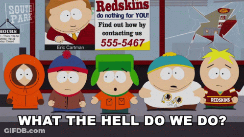 South Park Characters In Front Of Redskins Ad GIF