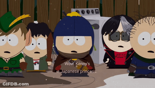 South Park Characters Including Kenny Standing Together GIF