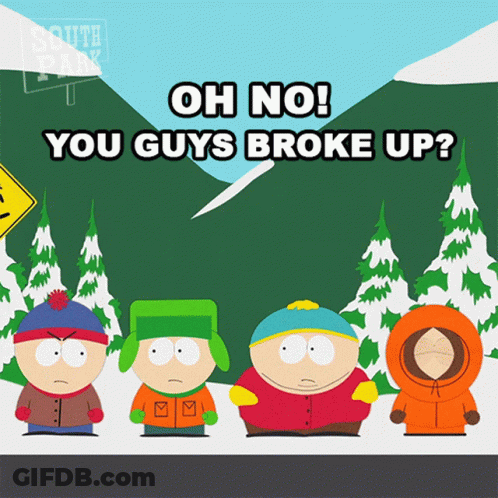 South Park Characters Saying Oh No You Guys Broke Up GIF