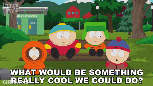 South Park Characters Sitting On Bench GIF