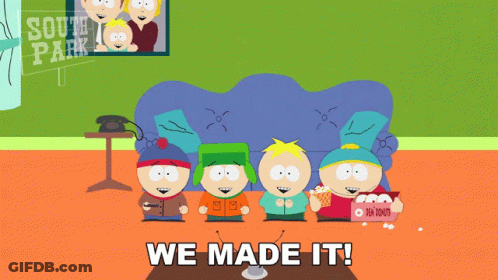 South Park Characters Sitting On Couch We Made It GIF