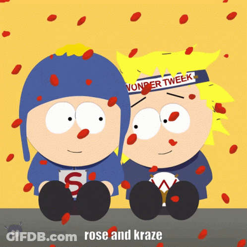 South Park Characters Sitting With Rose Petals GIF