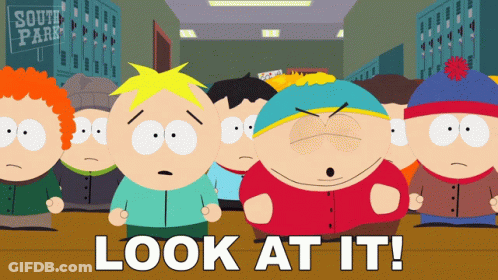 South Park Characters Standing In Hallway GIF