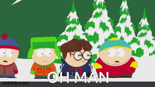 South Park Characters Standing In Snow Oh Man GIF