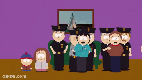 South Park Characters With Police Officer GIF
