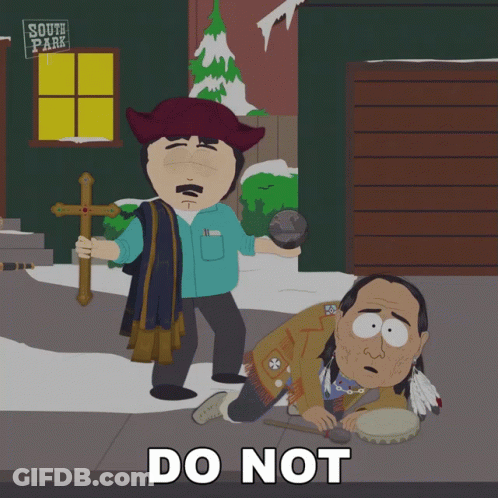 South Park Man Holding Cross Beside Kneeling Man GIF