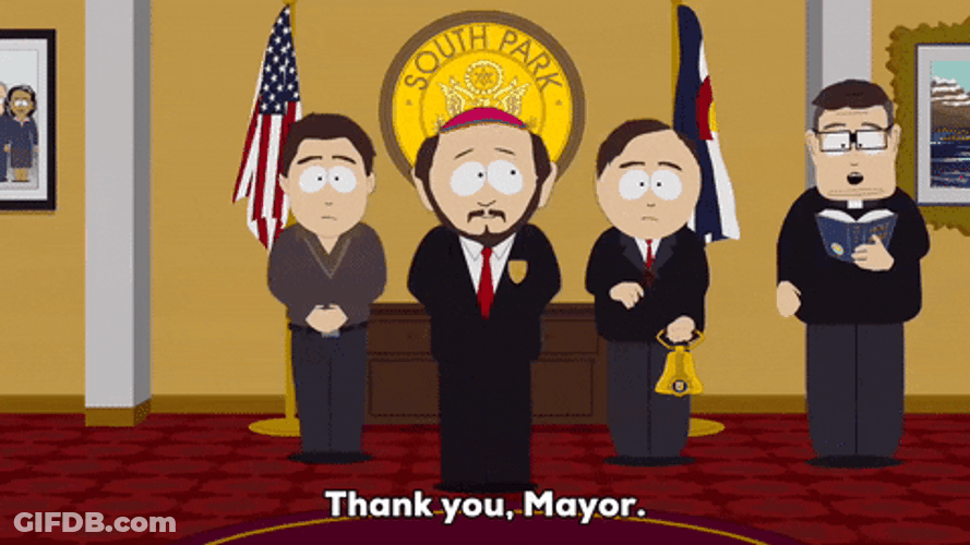 South Park Mayor Saying Thank You At His Office GIF