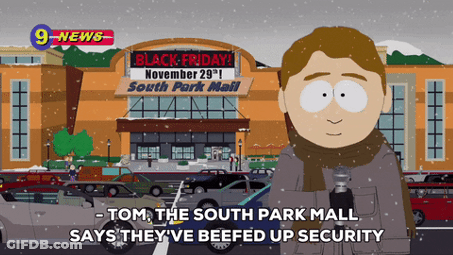 South Park Reporter Giving Black Friday News GIF