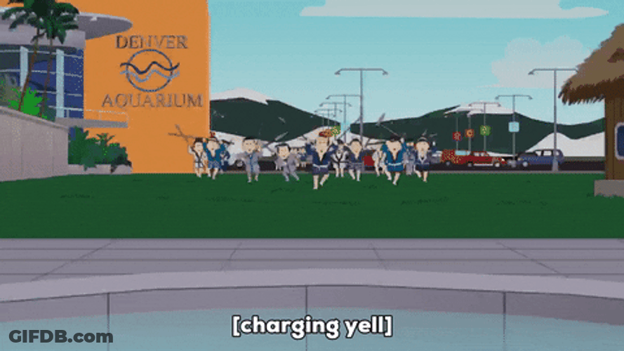 South Park Residents Charge At Enemies GIF