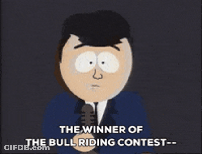 South Park  Series Announcing Bull Riding Winner GIF