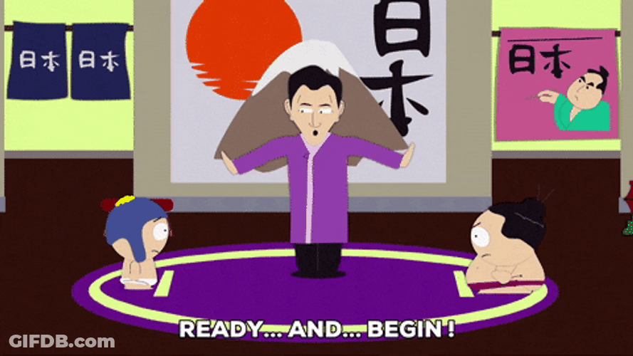 South Park Sumo Fight Respect My Authority GIF