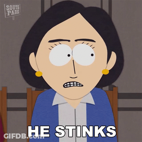 South Park Woman Sitting In Chair Saying He Stinks GIF