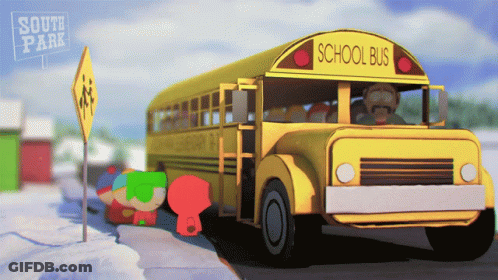 South Park Yellow School Bus Driving GIF
