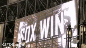 Sox Win Billboard Lit Up At Night GIF