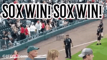 Sox Win Text On Baseball Field GIF