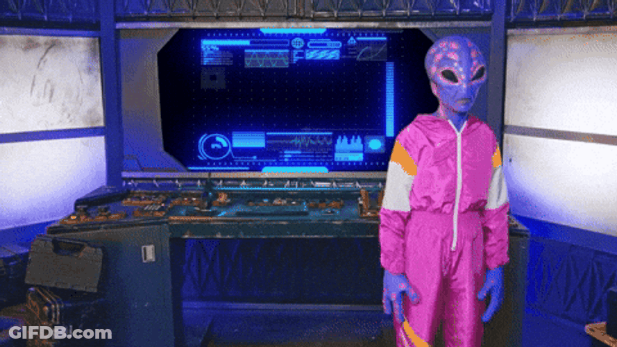 Space Alien Happy August Ta Da GIF