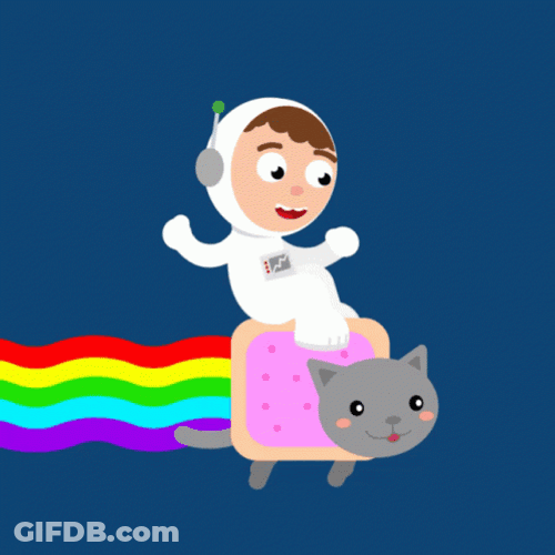 Space Baby Riding Rainbow Cat GIF