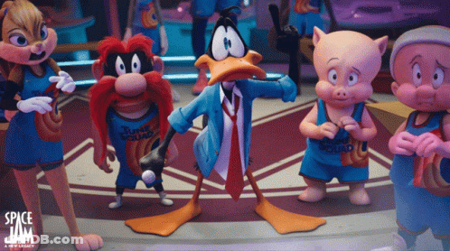 Space Jam Cartoon Characters Standing Together GIF