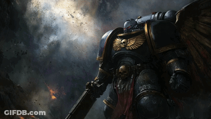Space Marine With Skull On Chest GIF