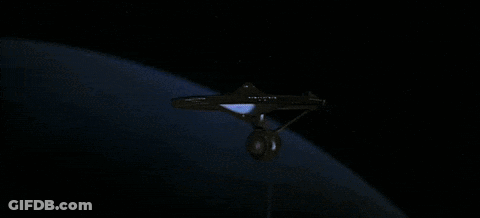 Space Ship Flying At Night With Blue Exhaust GIF