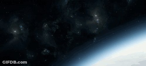 Space Ship Flying Through Space GIF