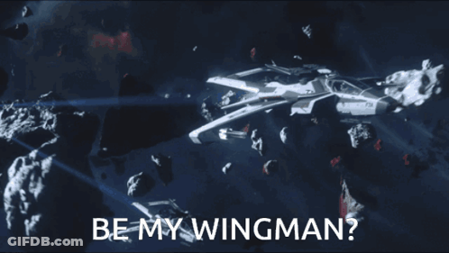 Space Ship Saying Be My Wingman GIF